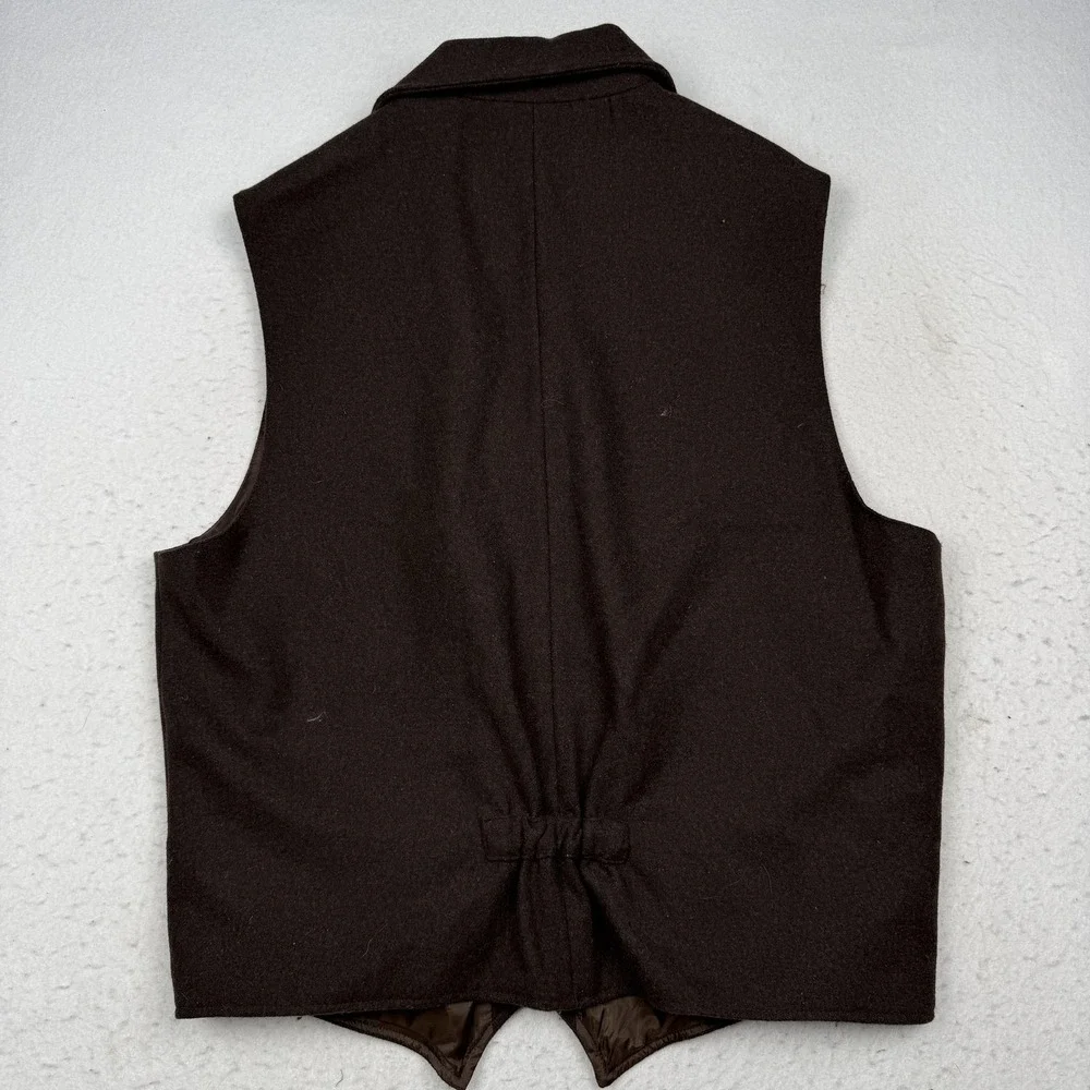Powder River Outfitters Panhandle Vest Mens XL Brown Wool Western Lined Cowboy